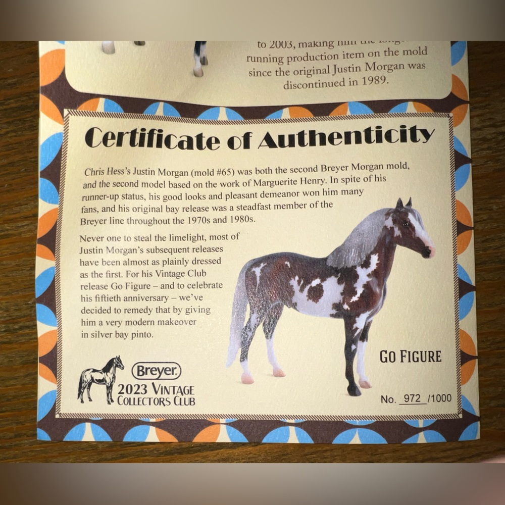 Breyer Vintage Club 2023 - Go Figure - Picture 9 of 10